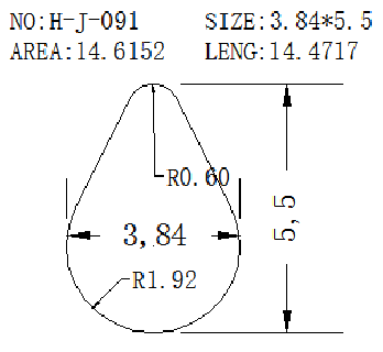 Teardrop shaped Wire H-J-091 drawing H-J-091