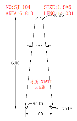 Triangular Wire SJ-104 drawing SJ-104