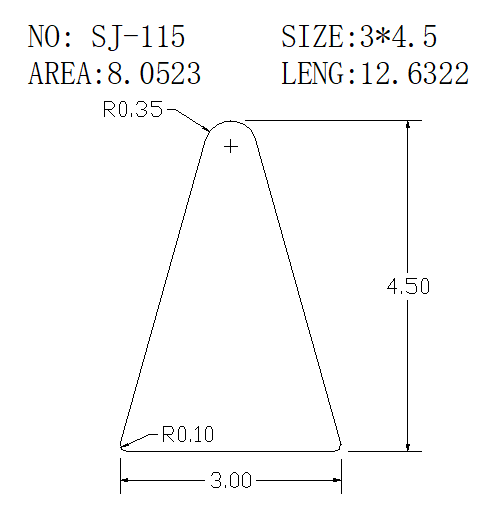 Triangular Wire SJ-115 drawing Triangular Wire SJ-115