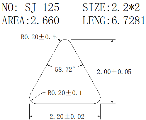 Triangular Wire SJ-125 drawing SJ-125