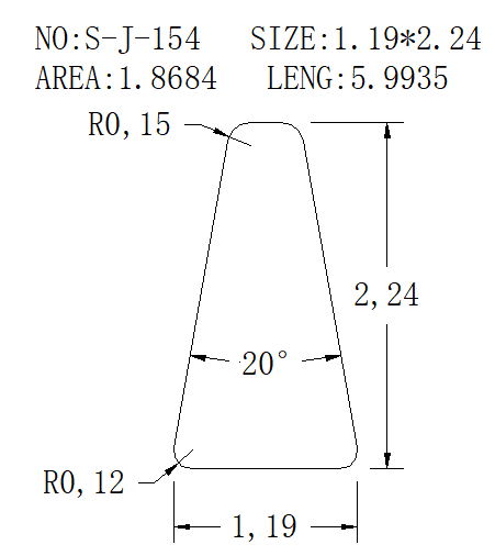 Triangular Wire SJ-154 drawing SJ-154