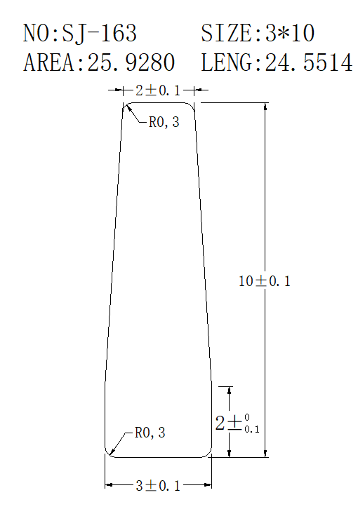 Triangular Wire SJ-163 drawing SJ-163