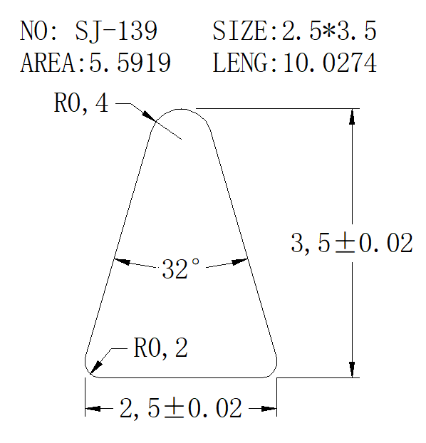 Triangular Wire SJ-139 drawing SJ-139